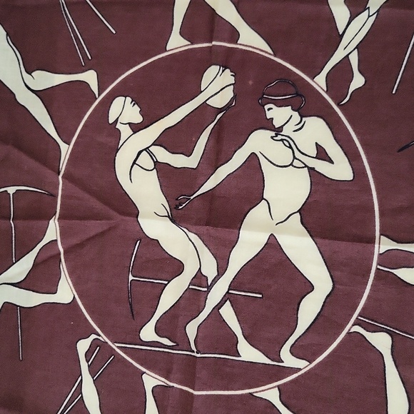 Vintage Canadian Olympic Association Square Scarf Olympic Greek Figures 20"x 20" - Picture 3 of 10